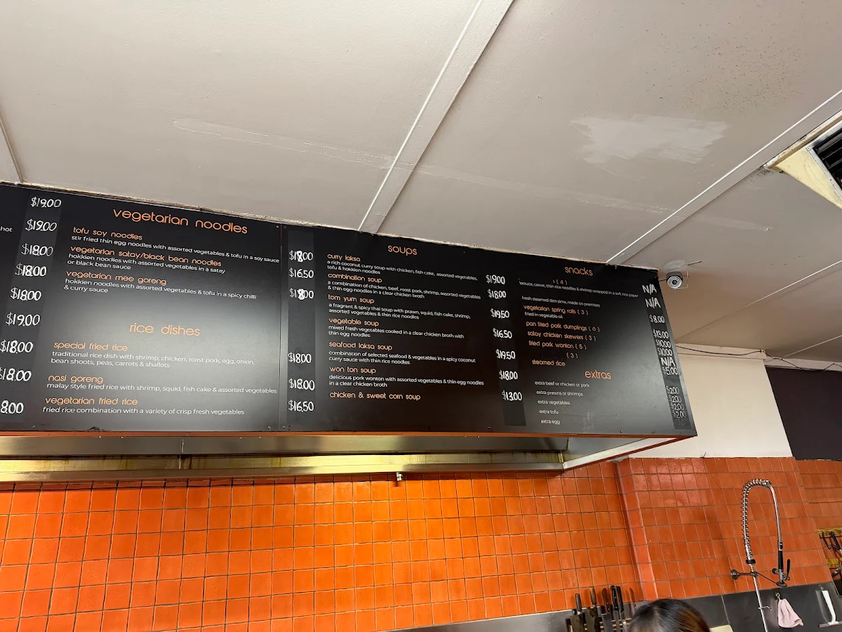 Menu, Noodle Hut