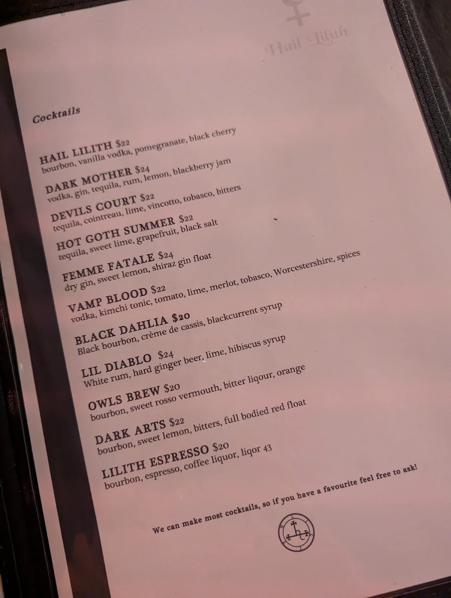 Menu, Hail Lilith