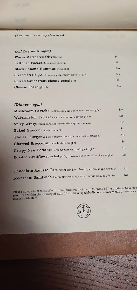 Menu, Hail Lilith