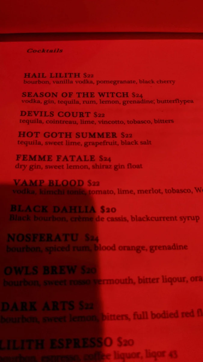 Menu, Hail Lilith