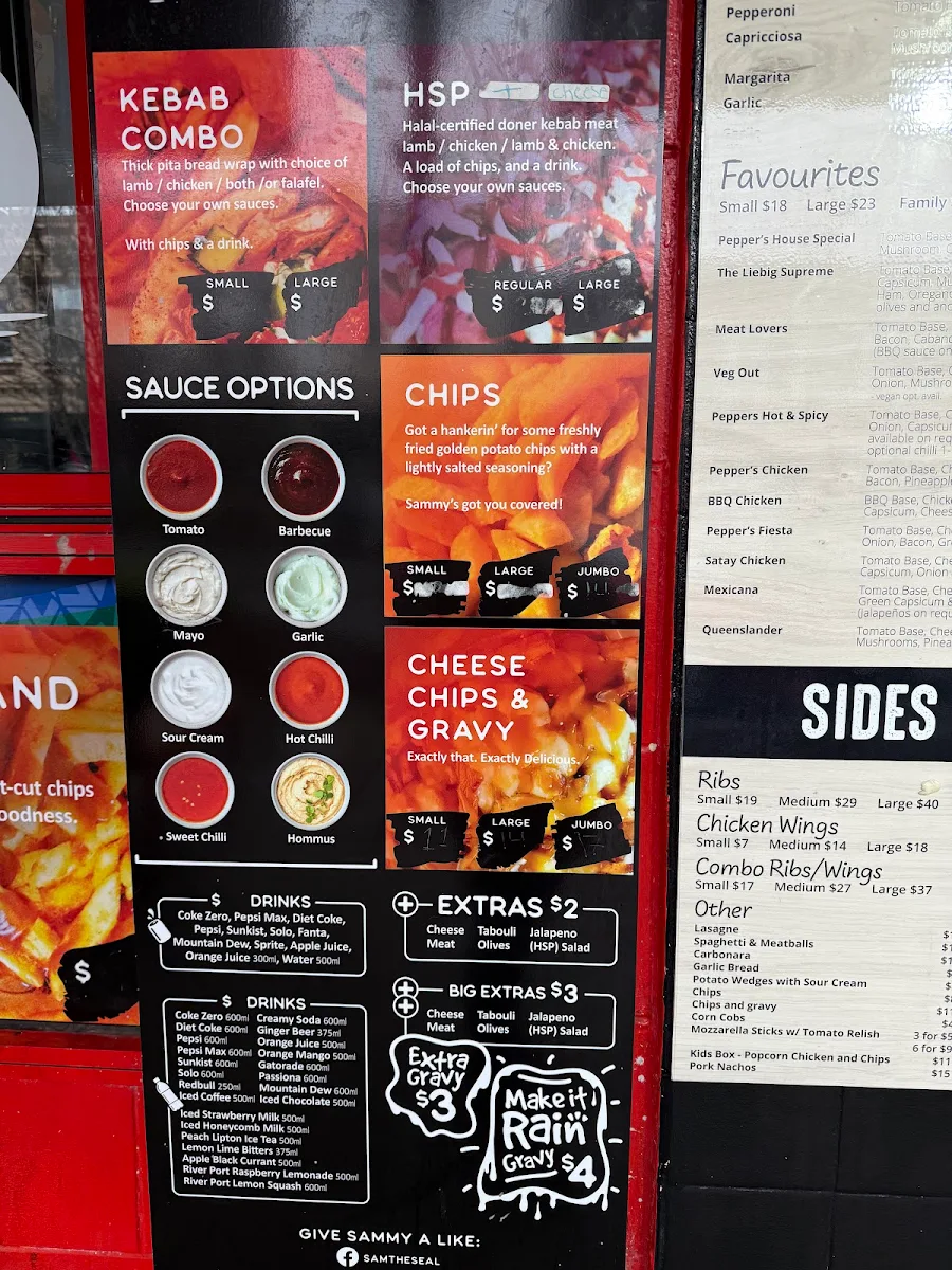 Menu, Sammy The Seal Kebab