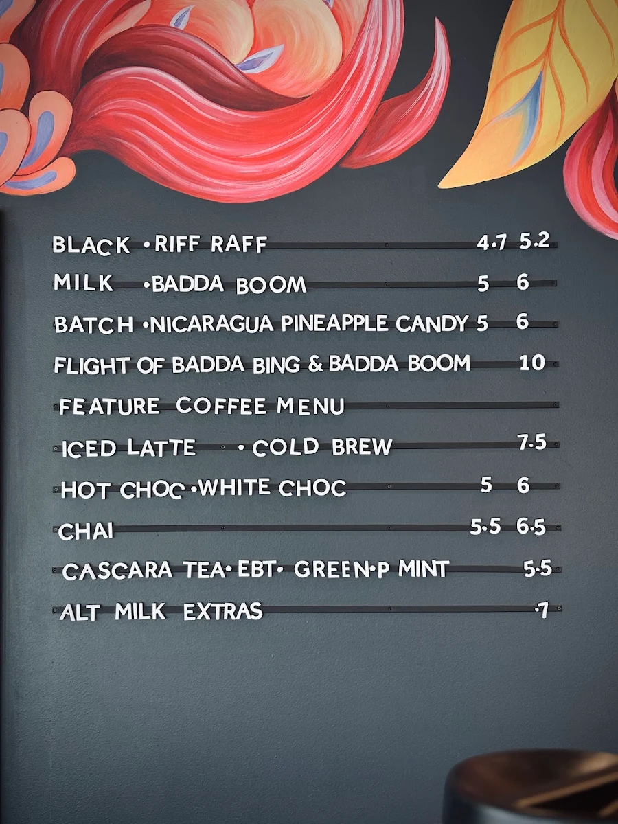 Menu, Platform 9 Coffee Roasters