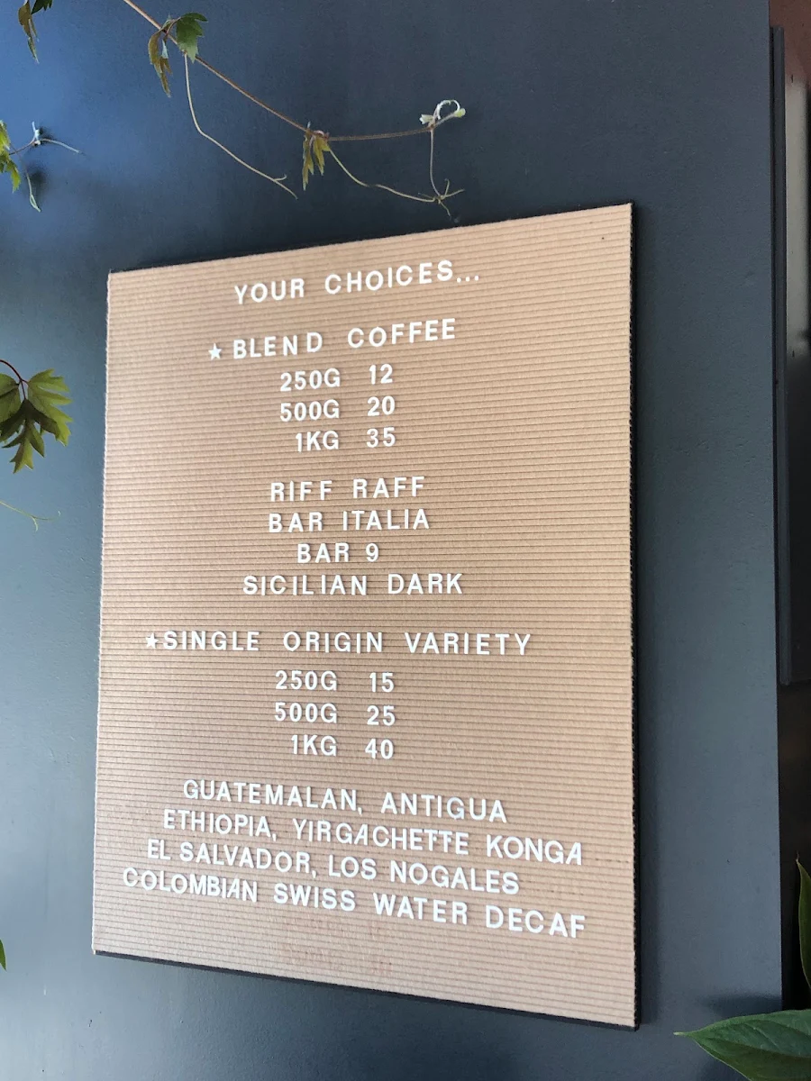 Menu, Platform 9 Coffee Roasters