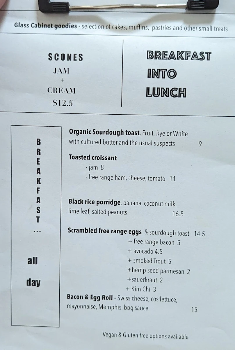 Menu, The General Cafe