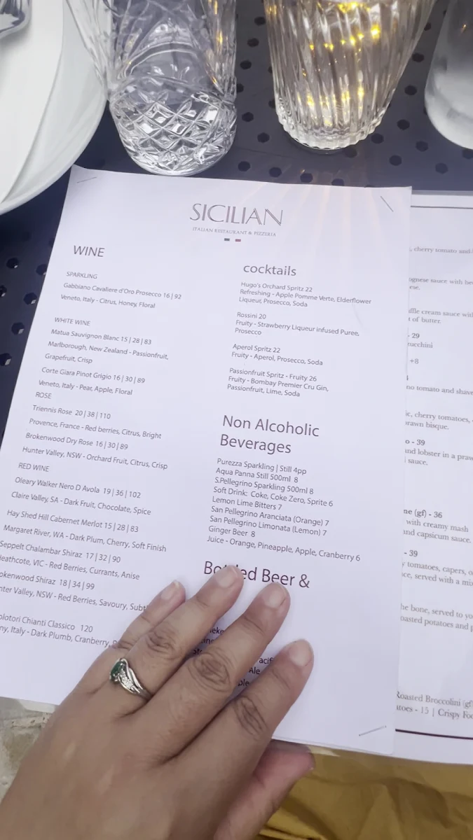 Menu, Sicilian Italian Restaurant & Pizzeria The Rocks