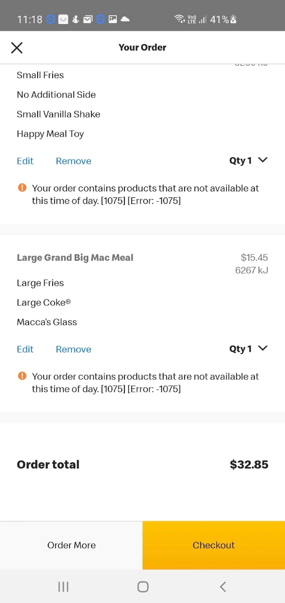 Menu, McDonald's Richlands