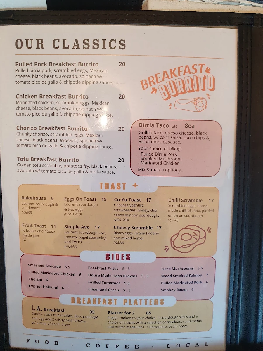 Menu, Mr Walker Melbourne