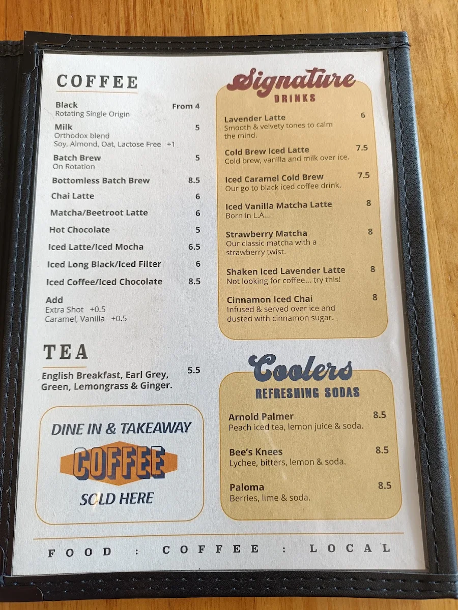Menu, Mr Walker Melbourne