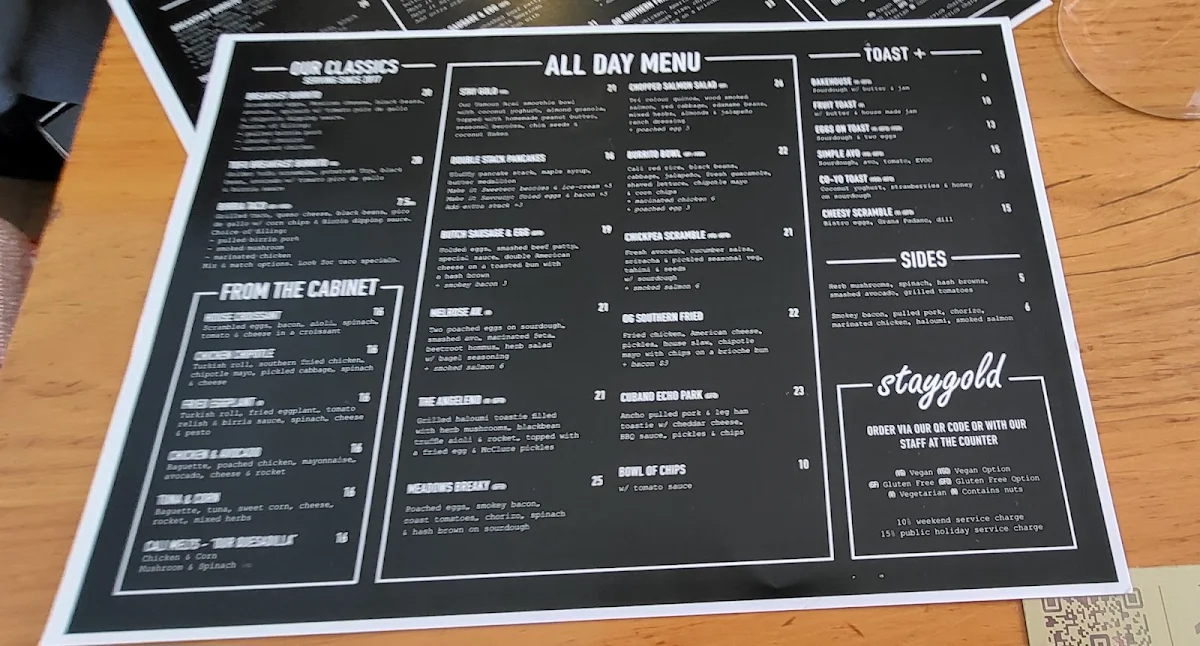 Menu, Mr Walker Melbourne