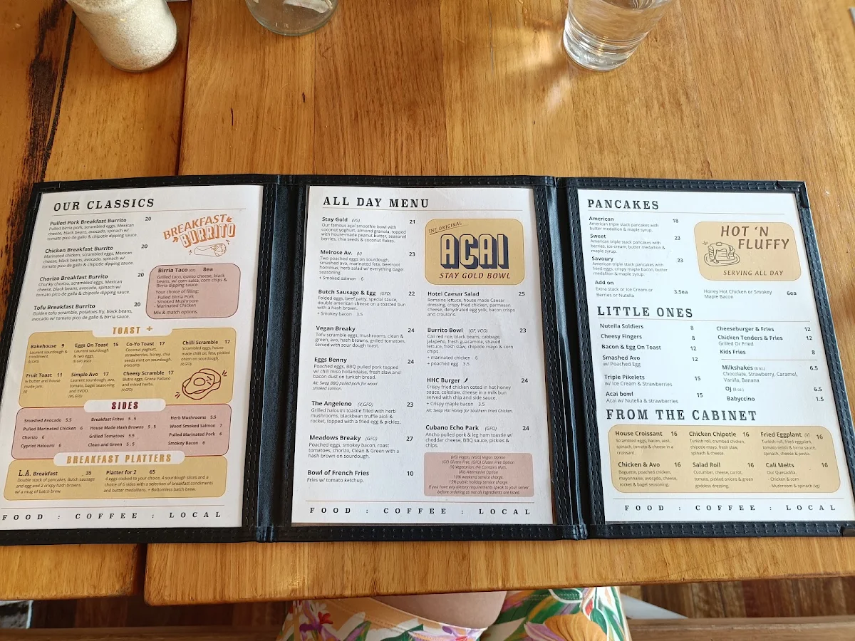 Menu, Mr Walker Melbourne