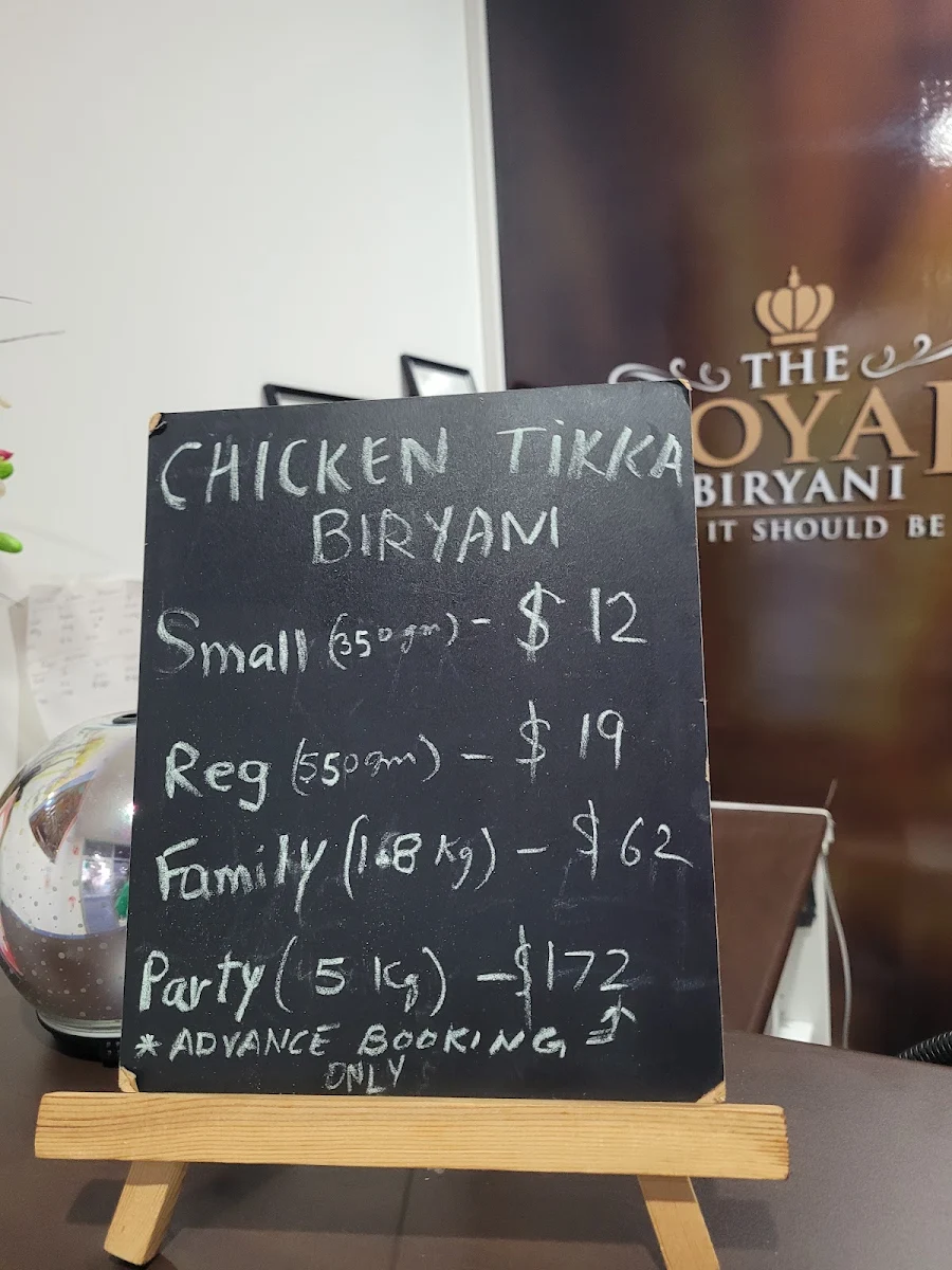 Menu, The Royal Biryani