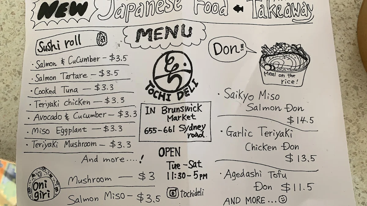 Menu, TOCHI DELI