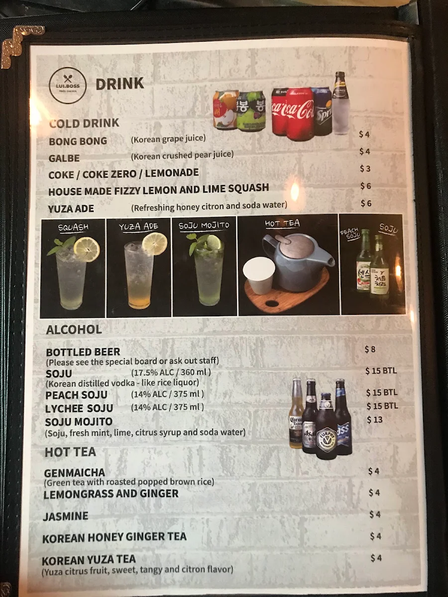 Menu, Lui Boss Brunswick