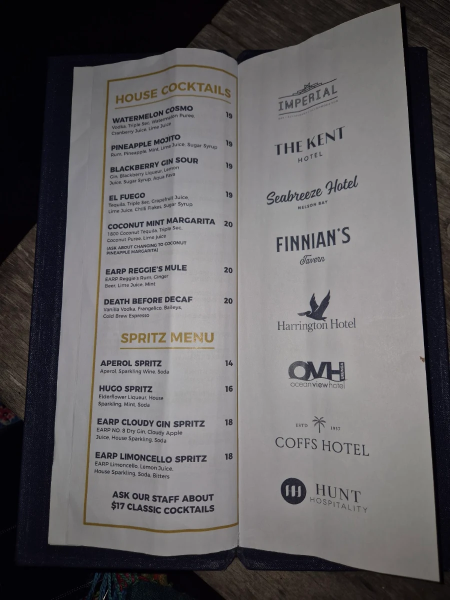 Menu, Imperial