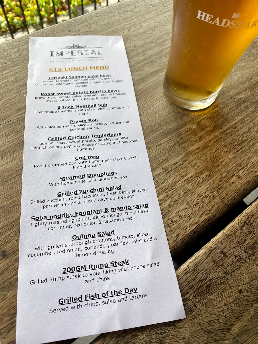 Menu, Imperial