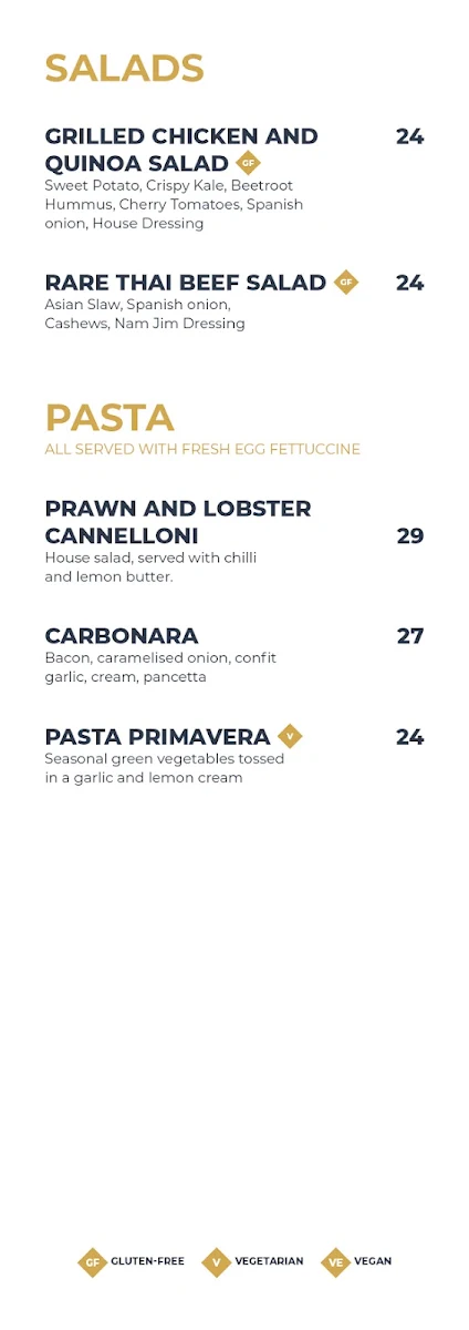 Menu, Imperial