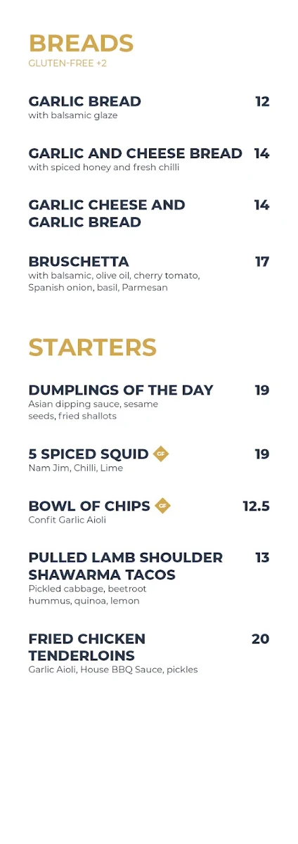Menu, Imperial