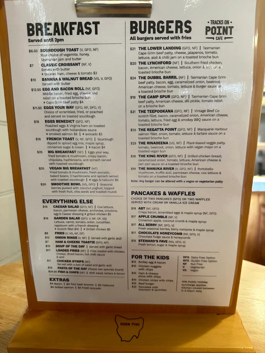 Menu, Tracks on Point