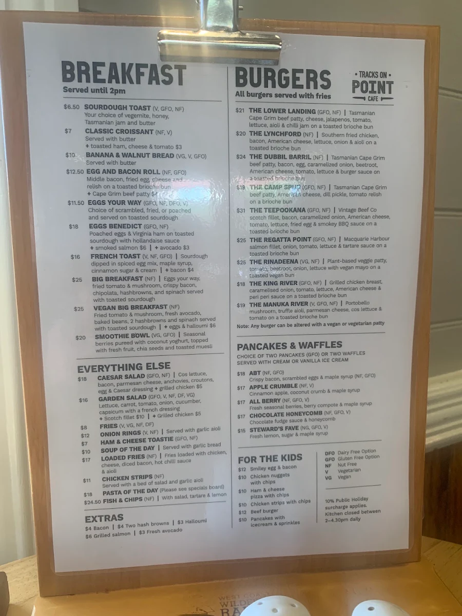 Menu, Tracks on Point