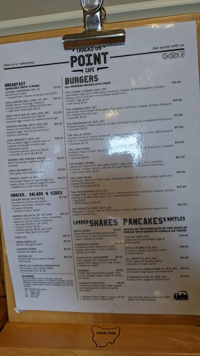 Menu, Tracks on Point