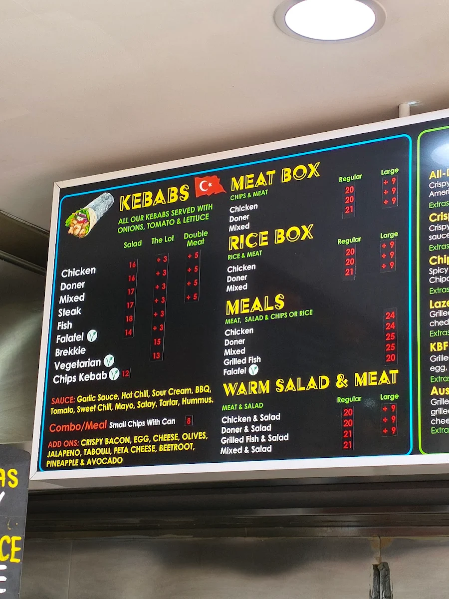 Menu, Belridge KBF