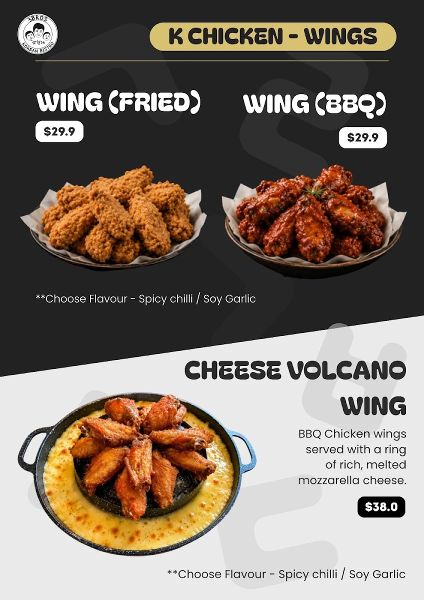 Menu, 3 Bros Korean Bistro & kimbab