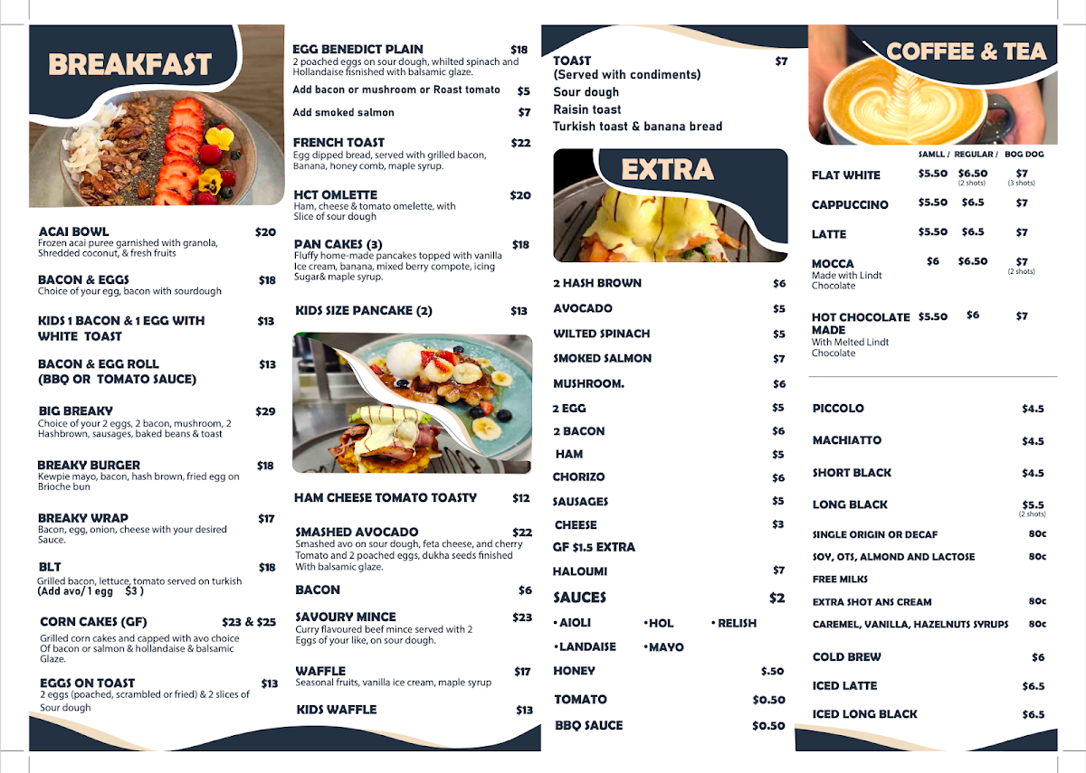 Menu, Hello Cafe