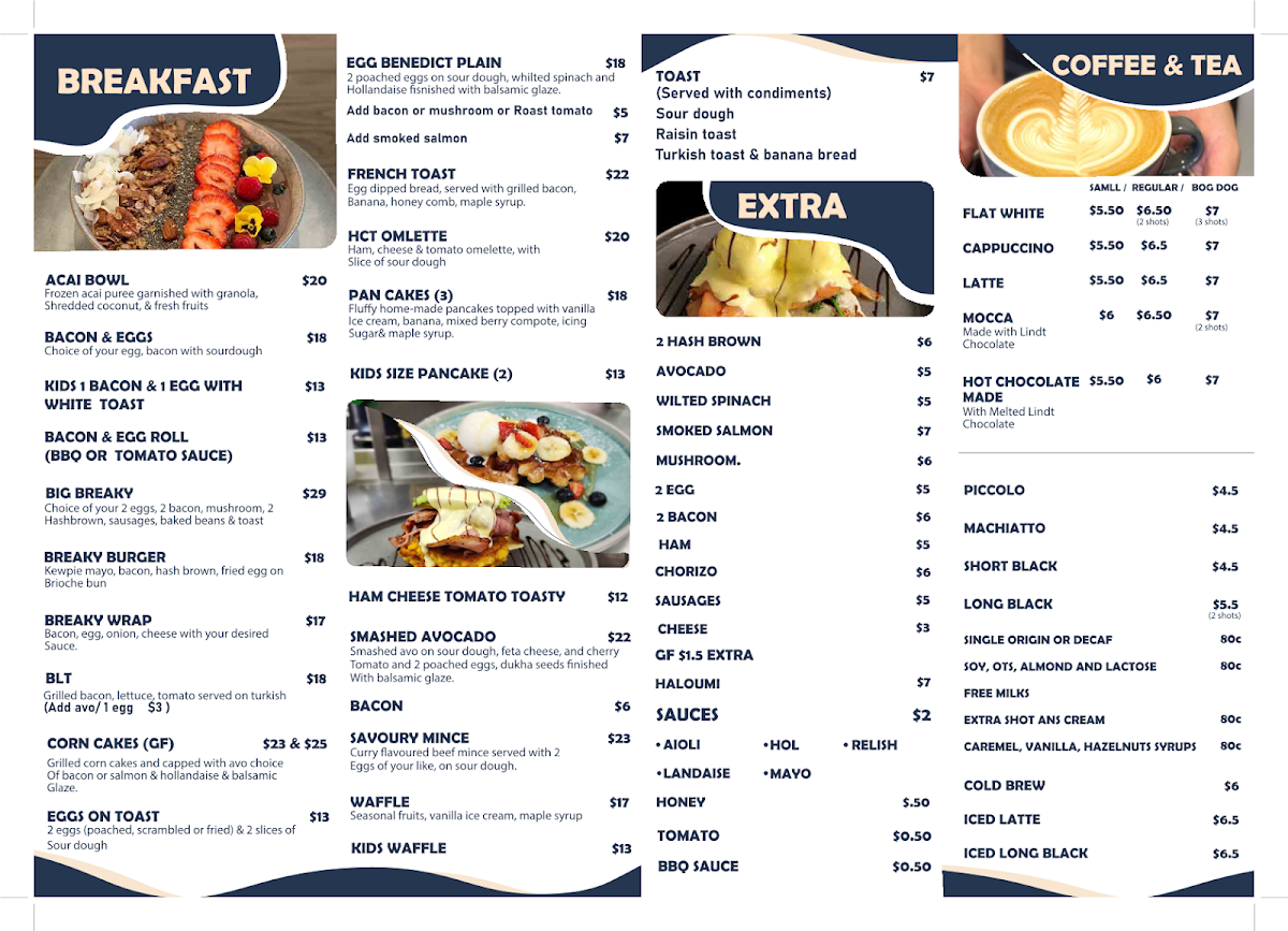 Menu, Hello Cafe
