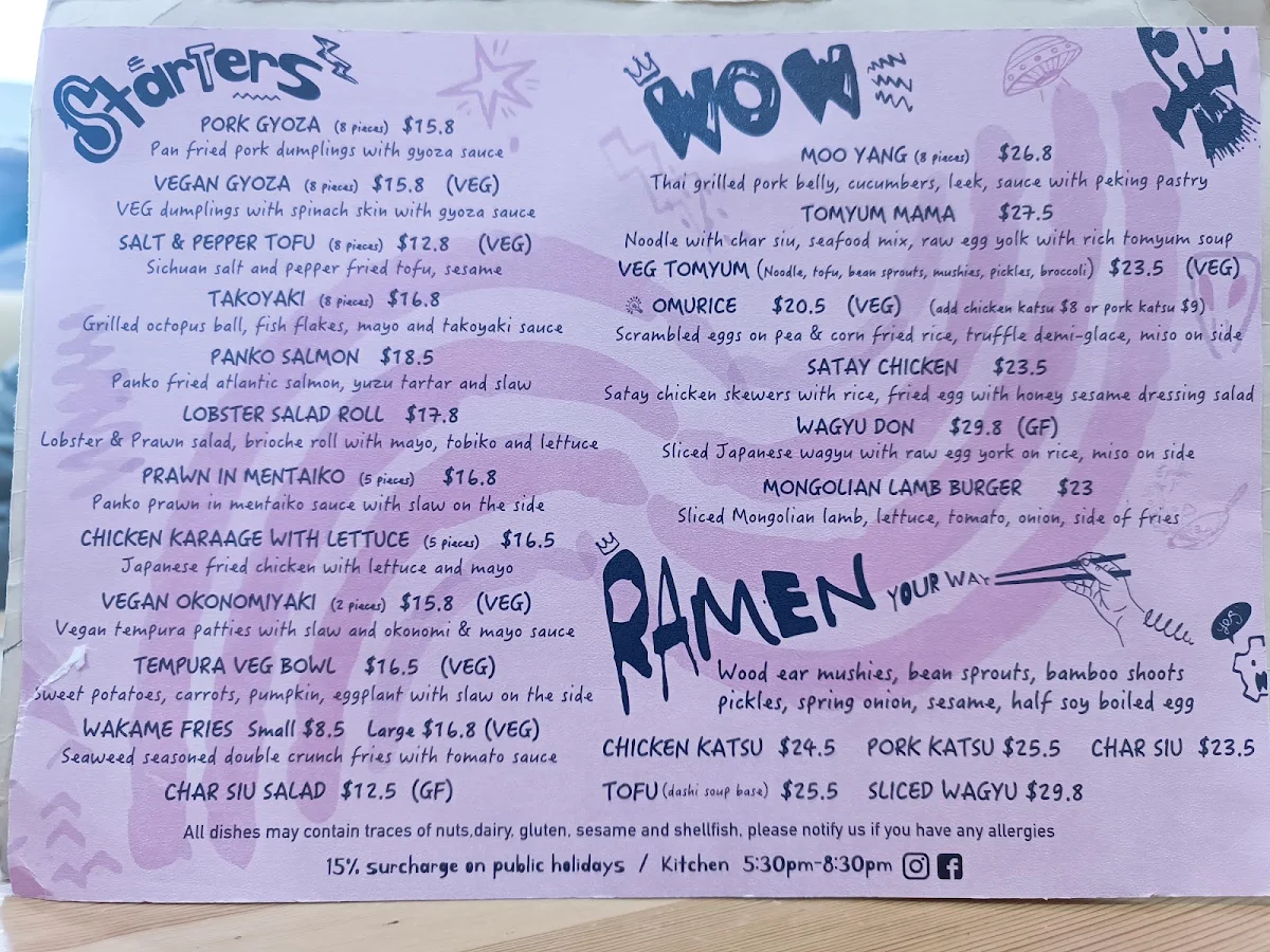 Menu, Bees Knees Cafe