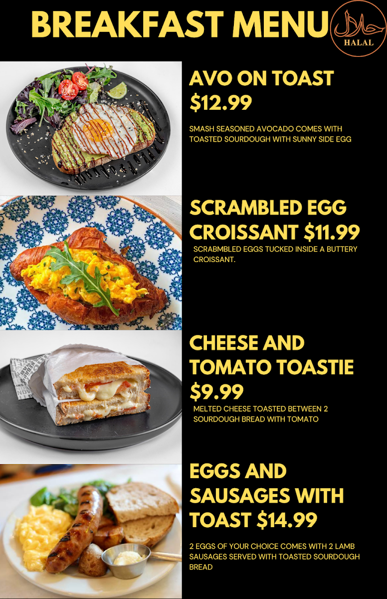 Menu, Collins Kebabs & Cafe