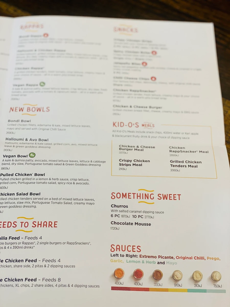 Menu, Oporto Marsden Park Drive Thru