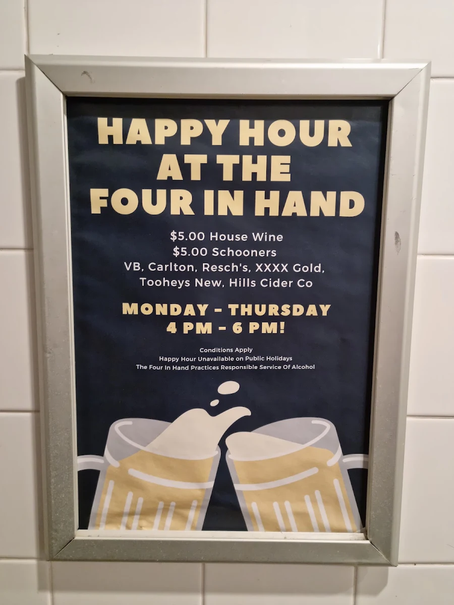 Menu, Four in Hand Hotel