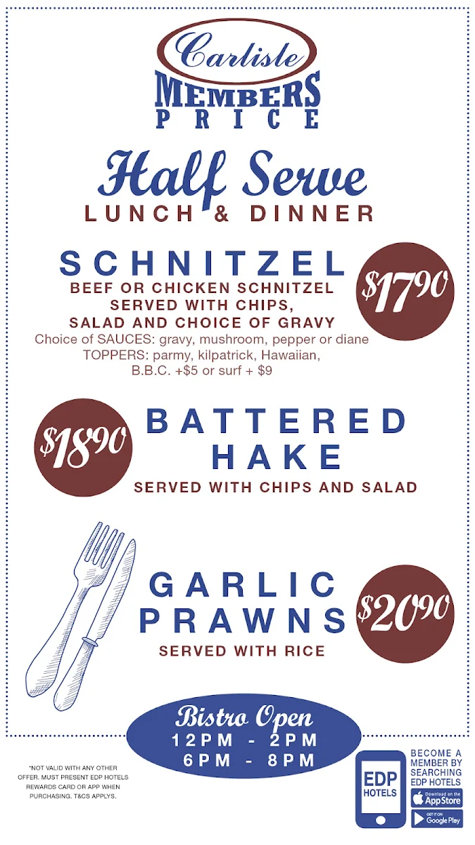 Menu, Carlisle Tavern