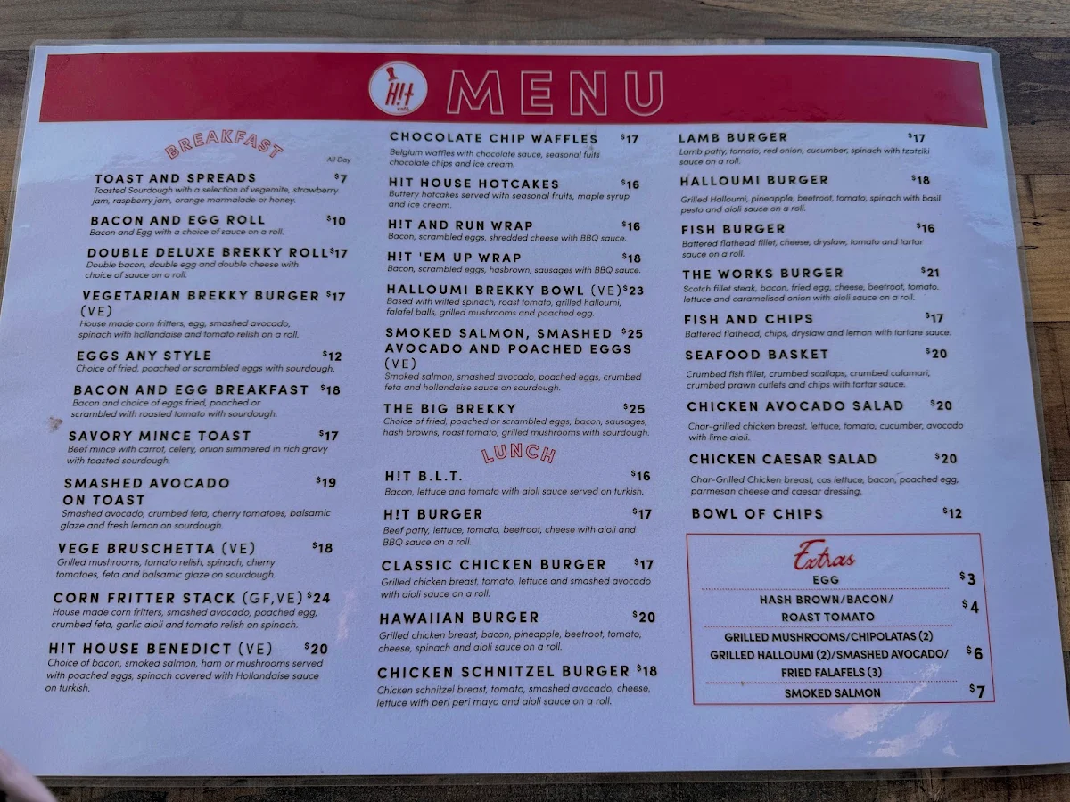 Menu, HitCafe Meadowbrook