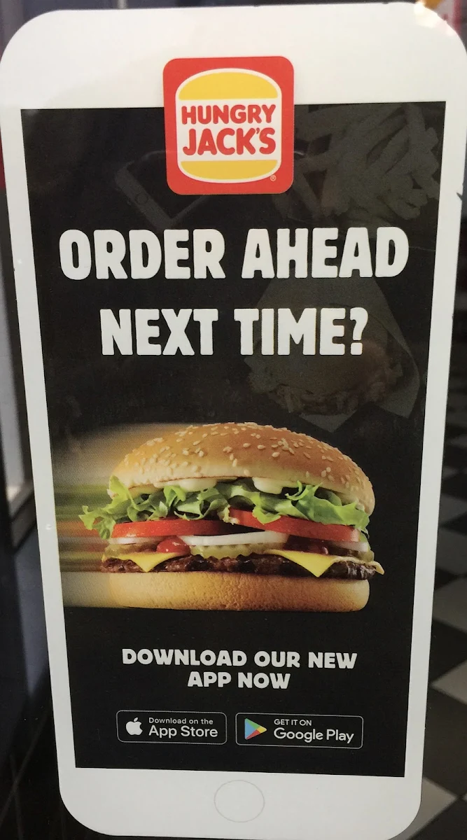 Menu, Hungry Jack's Burgers Moorabbin