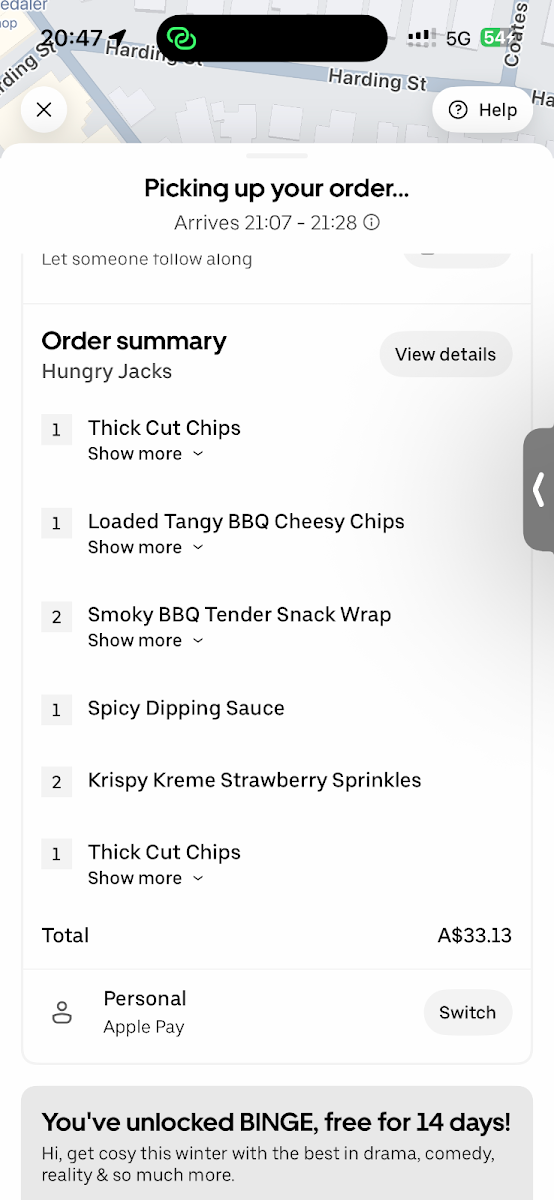 Menu, Hungry Jack's Burgers Moorabbin