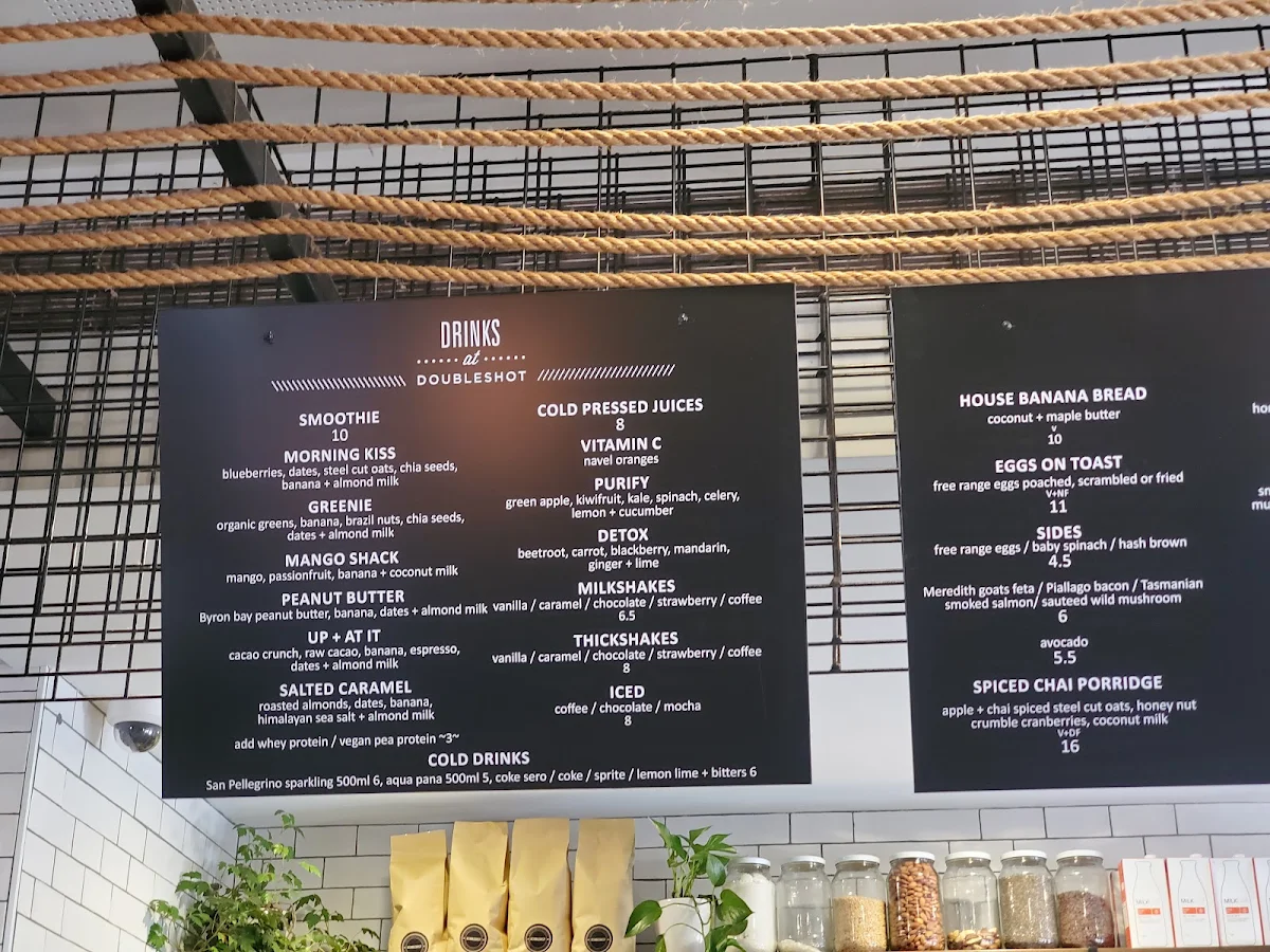 Menu, Double Shot Deakin