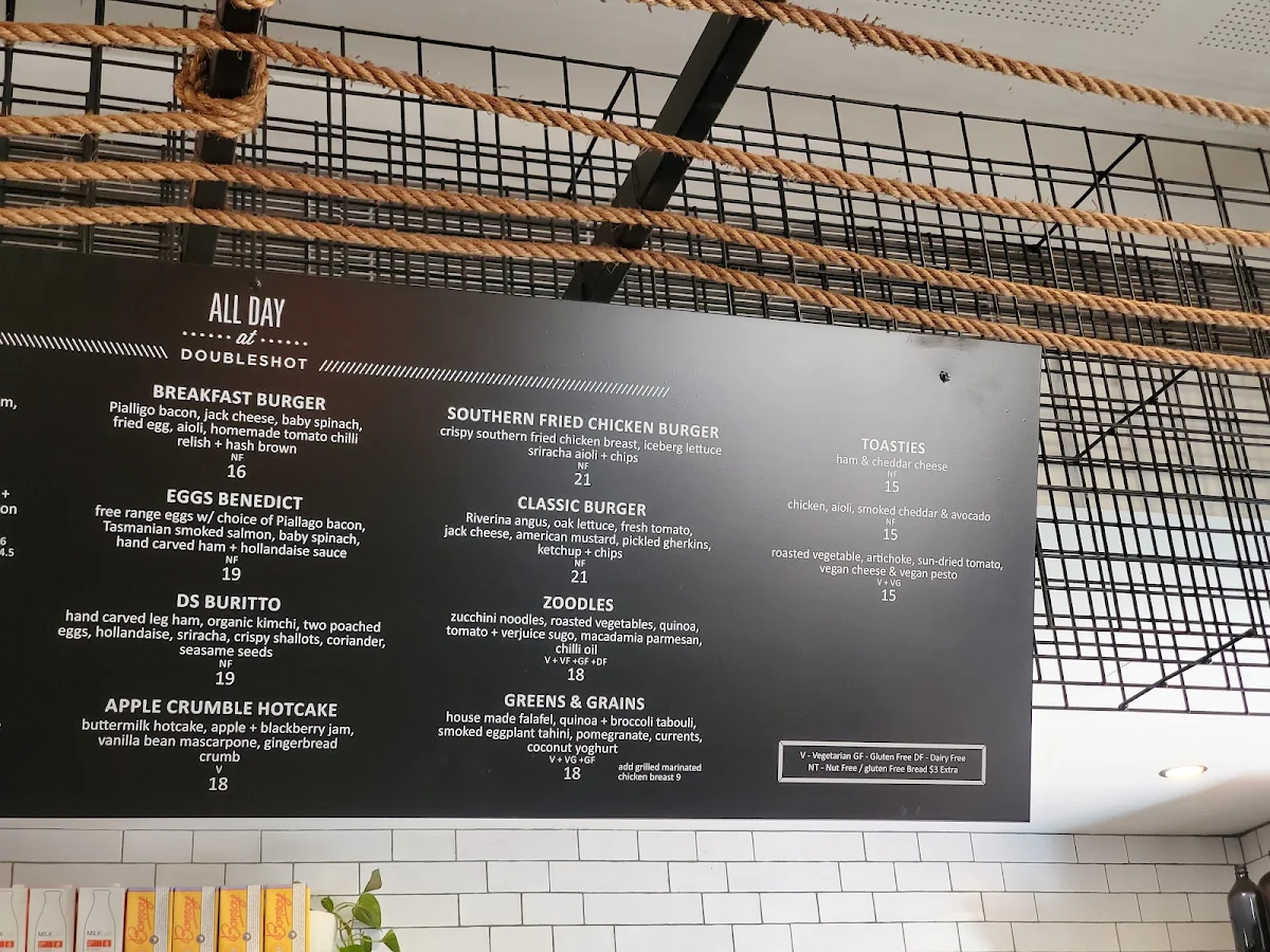 Menu, Double Shot Deakin
