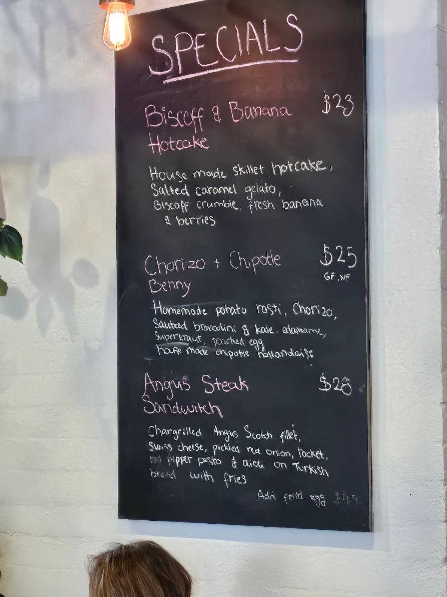 Menu, Double Shot Deakin
