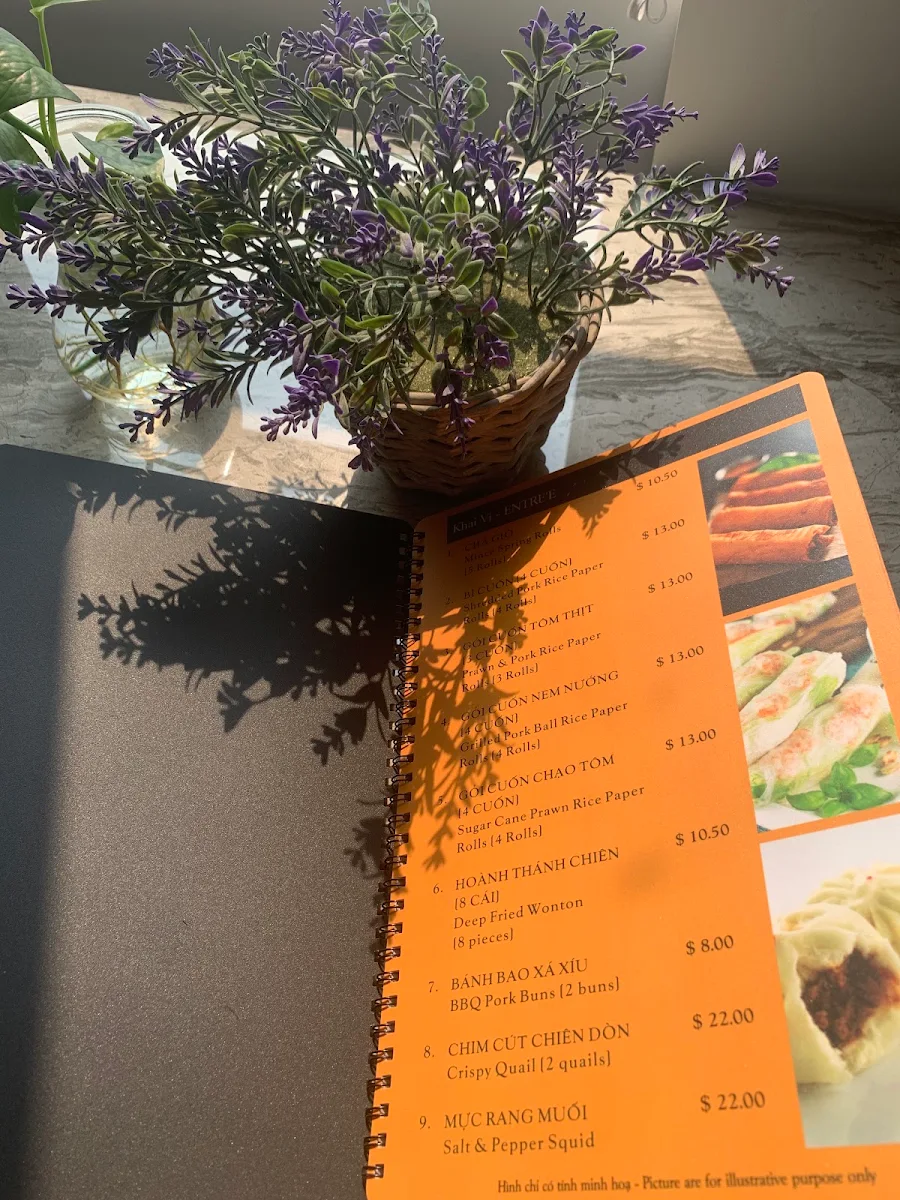 Menu, Van Vietnamese Restaurant