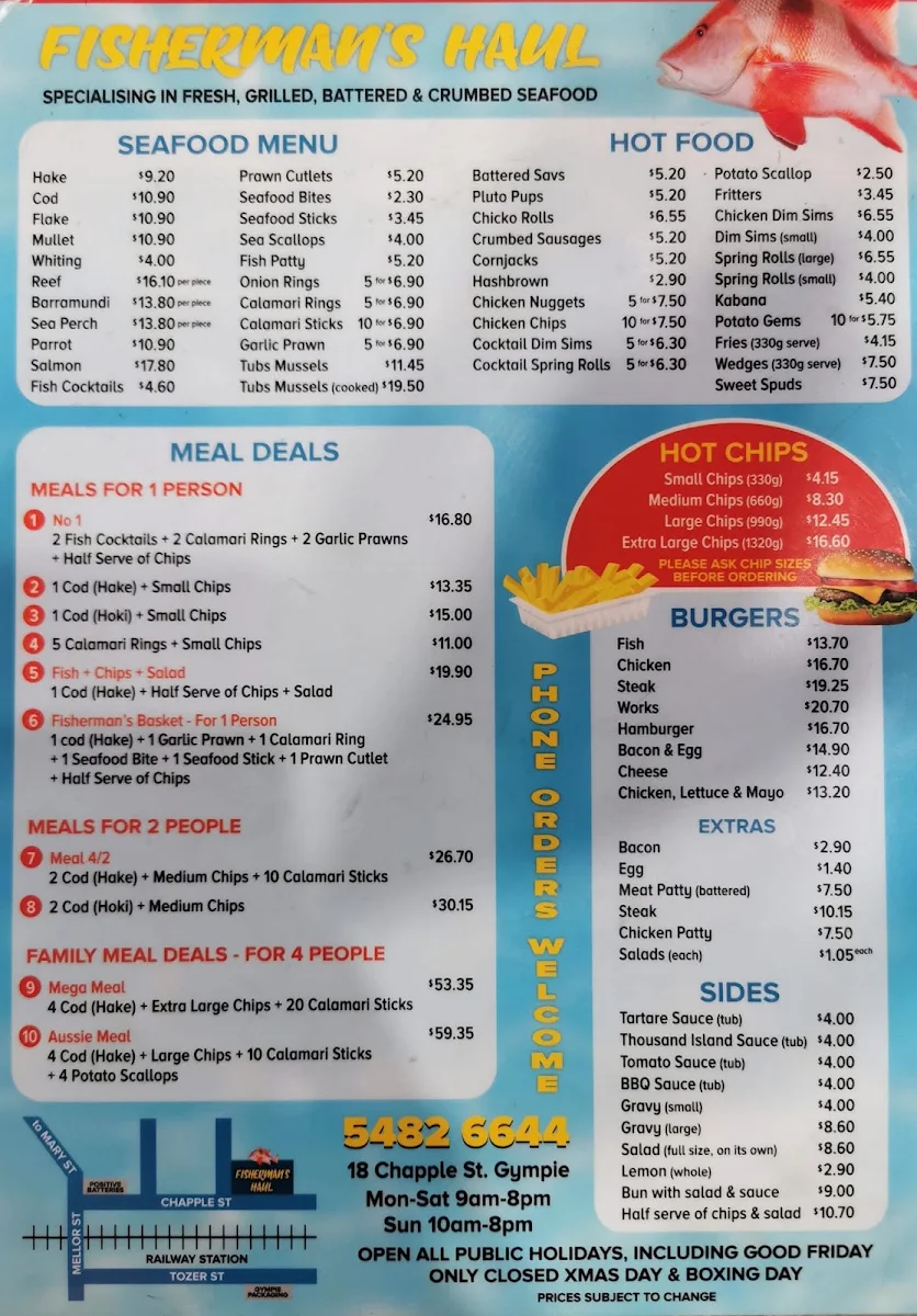 Menu, Fishermans Haul