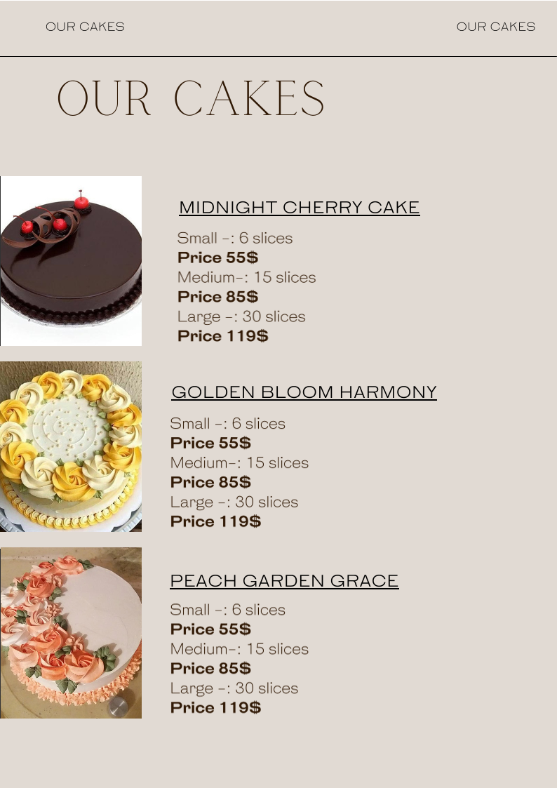 Menu, Cakes By Kismat