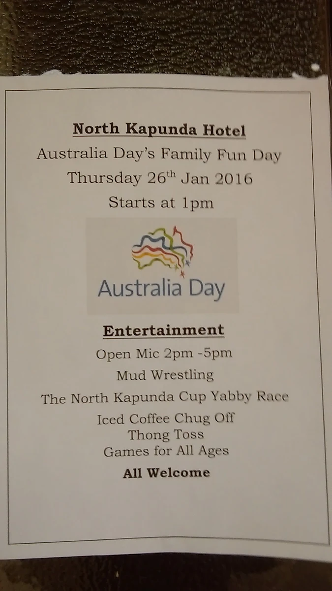 Menu, North Kapunda Hotel