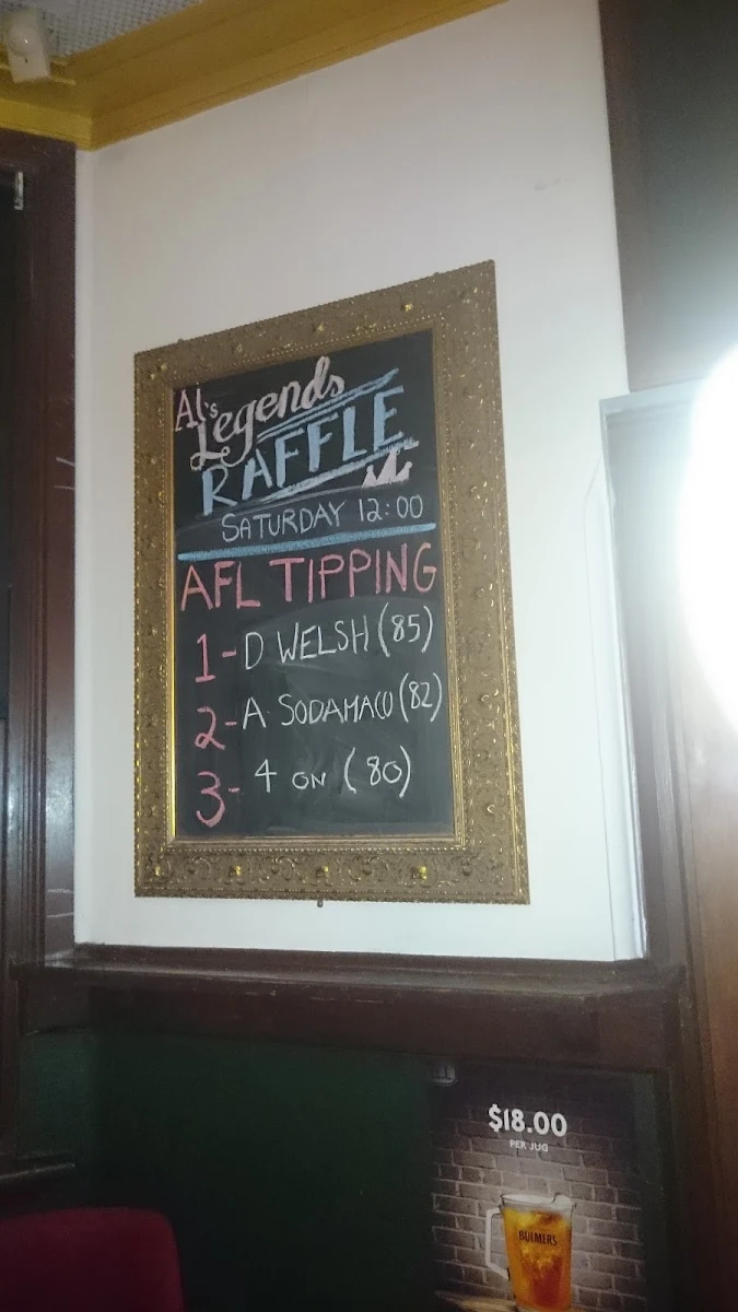 Menu, Elephant & Castle Hotel