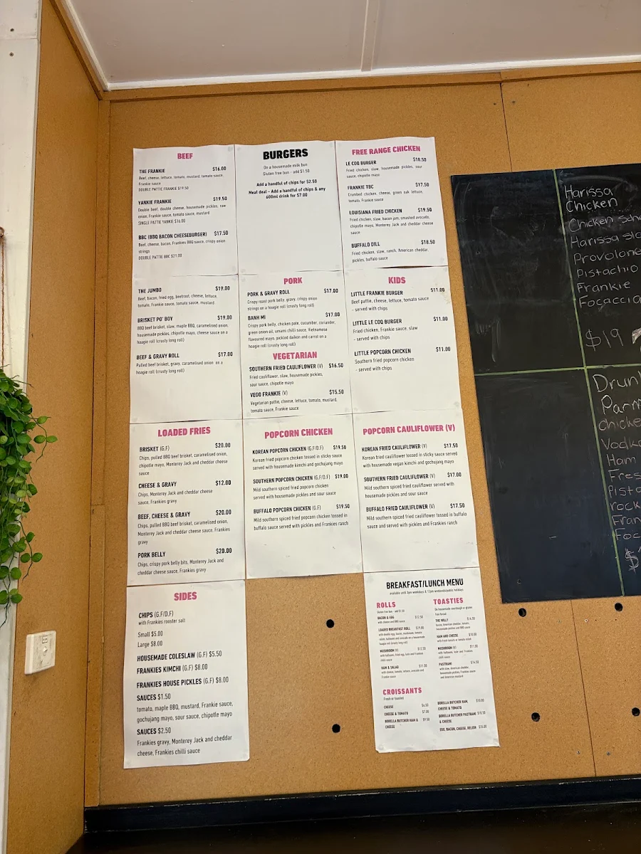 Menu, Frankies Albury