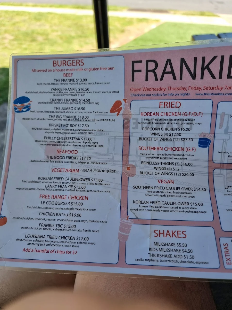 Menu, Frankies Albury