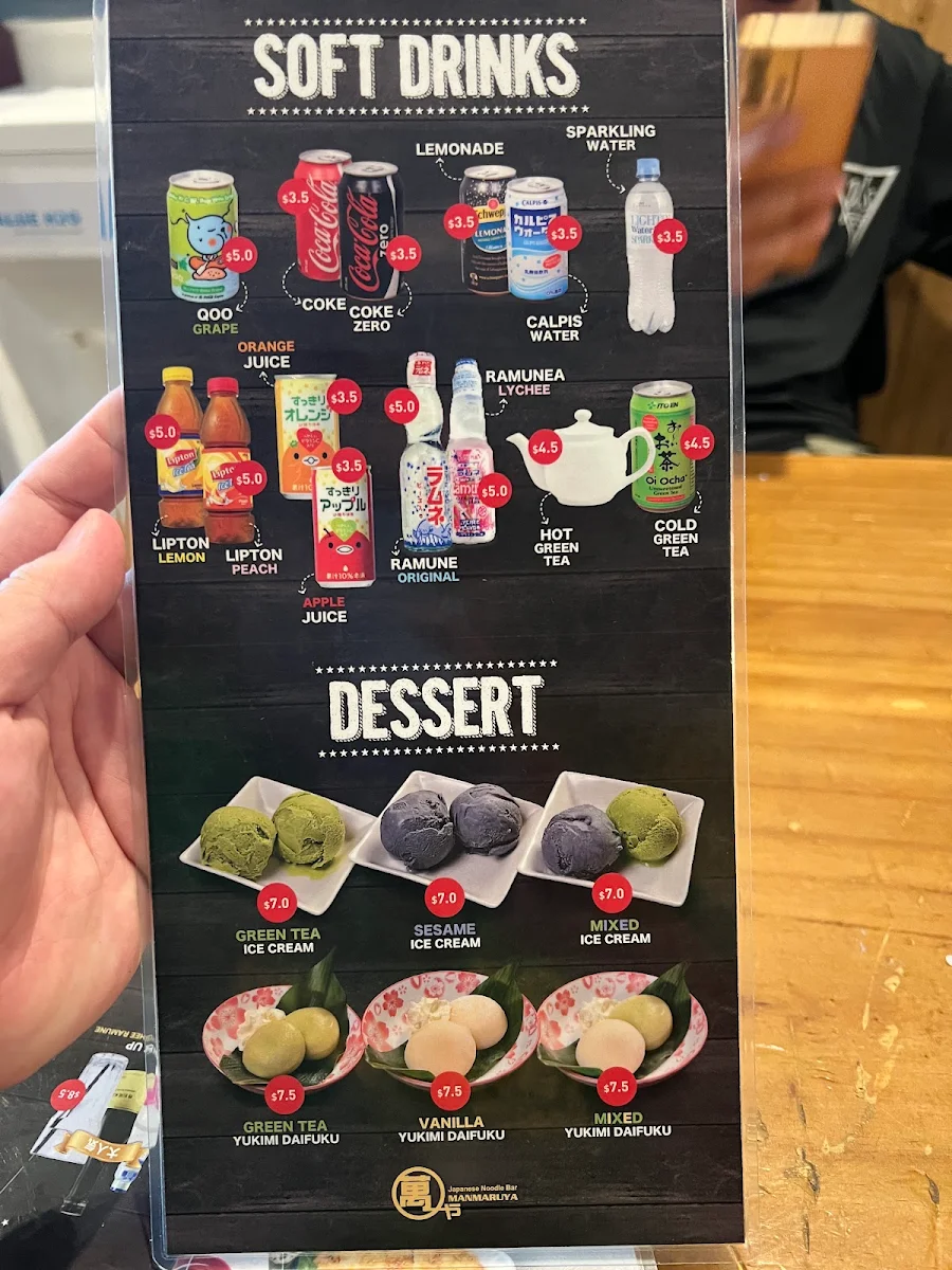 Menu, Manmaruya Hurstville