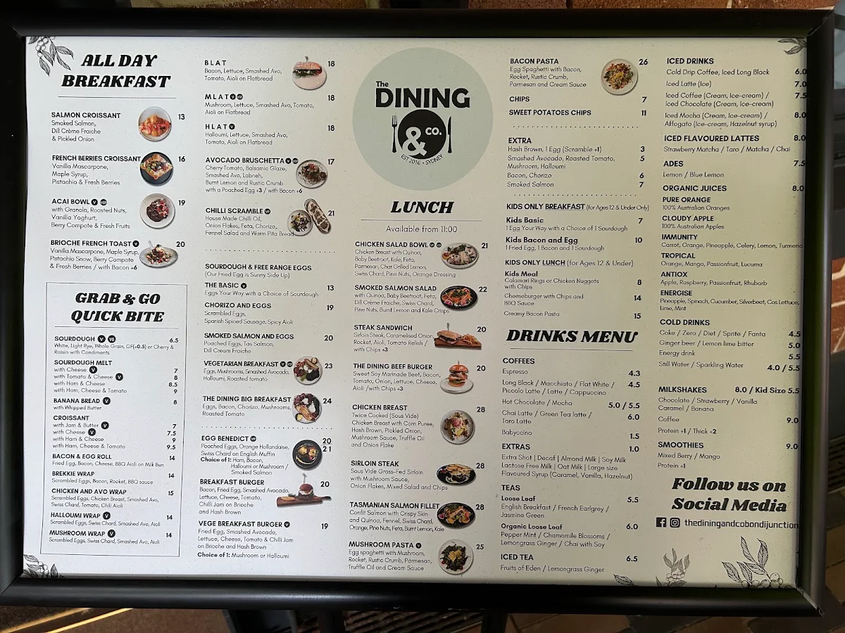 Menu, The Dining & Co Bondi Junction