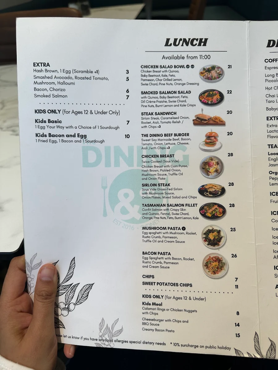Menu, The Dining & Co Bondi Junction