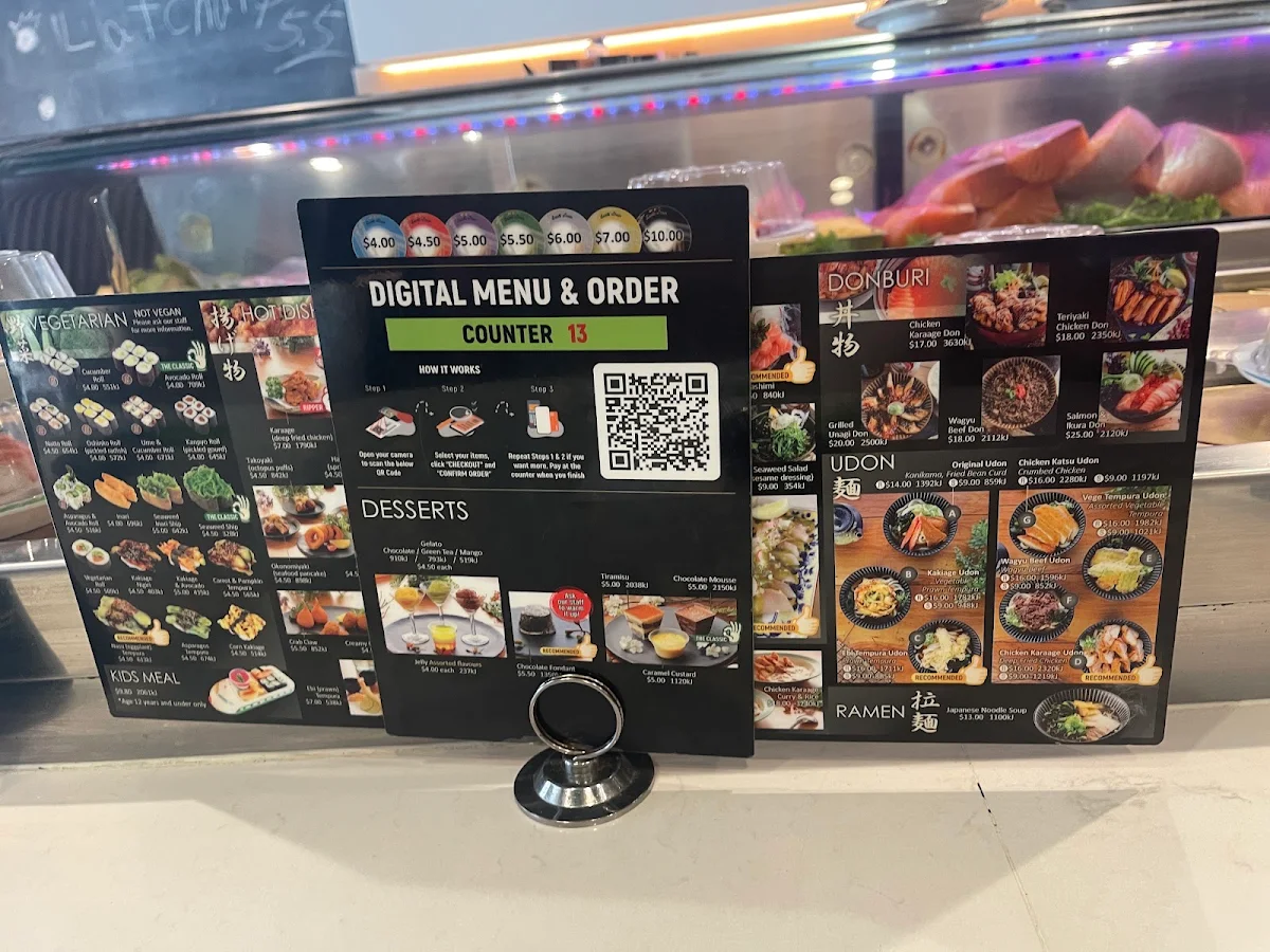 Menu, Sushi Train Newtown
